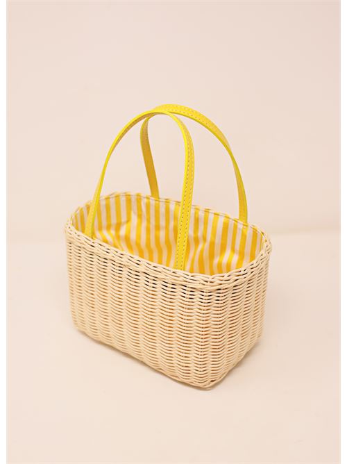 Mini bag in wicker and yellow leather Laboratorio Capri | 125NATYELLOW